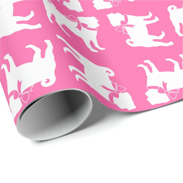 Pink Mops Hunde Thema Party Feier Geschenkpapier (Rolleneckpunkt)