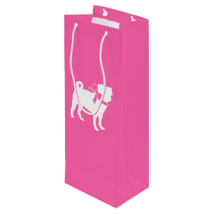 Pink Mops Hunde Thema Party Feier Geschenktüte Für Weinflaschen