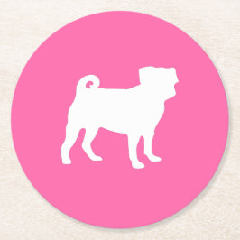 Pink Mops Hunde Thema Party Feier Runder Pappuntersetzer