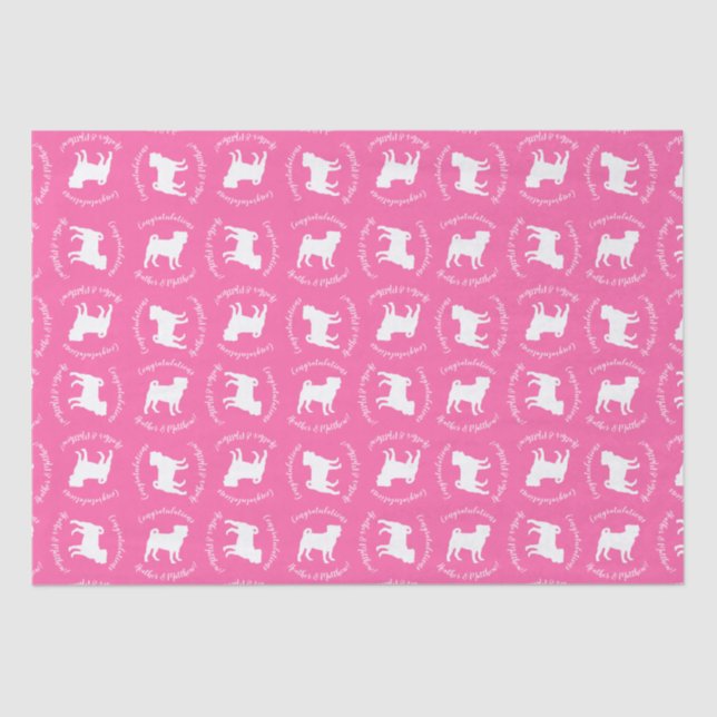 Pink Mops Hunde Thema Party Feier Seidenpapier (Vorderseite)