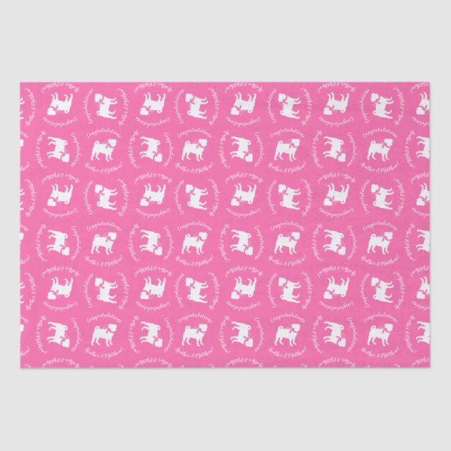 Pink Mops Hunde Thema Party Feier Seidenpapier (Vorderseite)