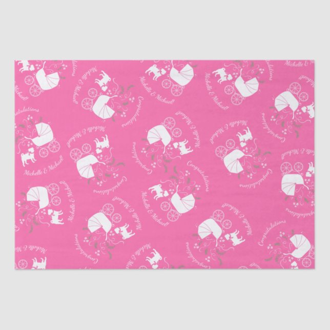 Pink Mops Hunde Thema Party Feier Seidenpapier (Vorderseite)