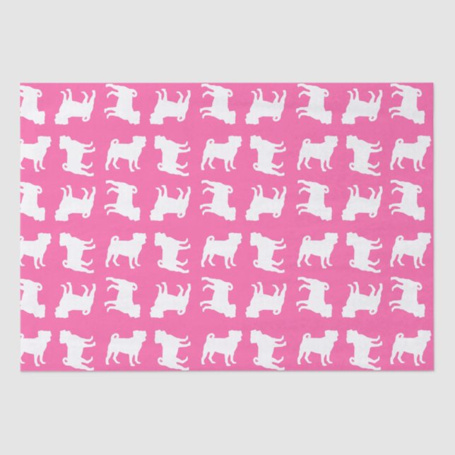 Pink Mops Hunde Thema Party Feier Seidenpapier (Vorderseite)