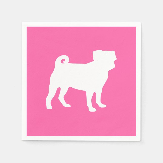 Pink Mops Hunde Thema Party Feier Serviette (Vorderseite)