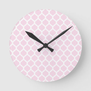 Pink Moroccan Pattern Wall Clocks Runde Wanduhr