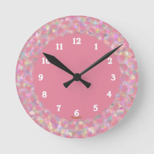 Pink Mosaic Pattern Runde Wanduhr