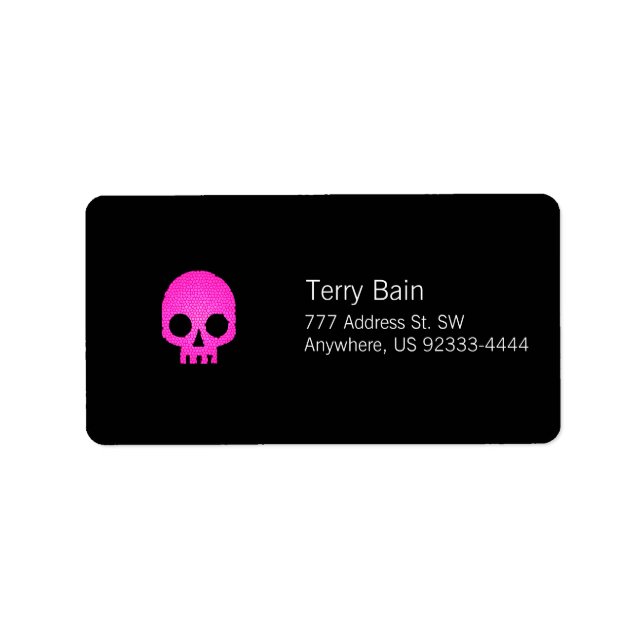 Pink Mosaik Skull Adressaufkleber (Vorne)