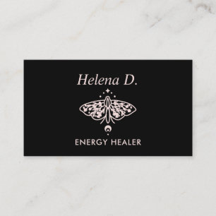 Pink Moth Butterfly Moon Phase Reiki Practitioner Visitenkarte