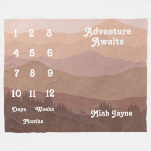 Pink Mountains Adventure erwartet Baby Milestone Fleecedecke