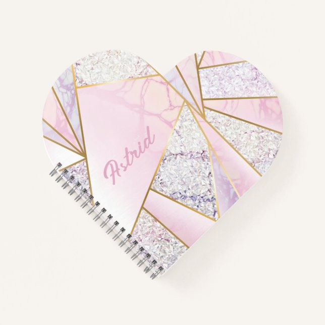 Pink Murble Elegant Heart Notebook Scketbook Notizbuch (Vorderseite)