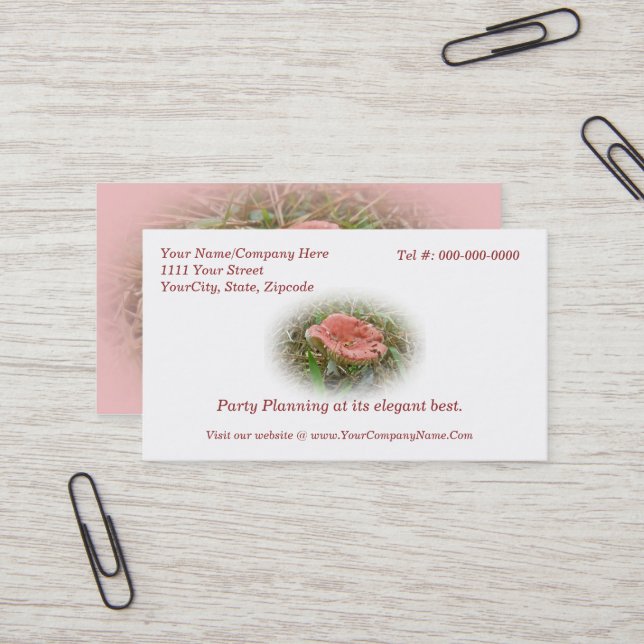 Pink Mushroom Business Card Visitenkarte (Vorderseite/Rückseite Beispiel)