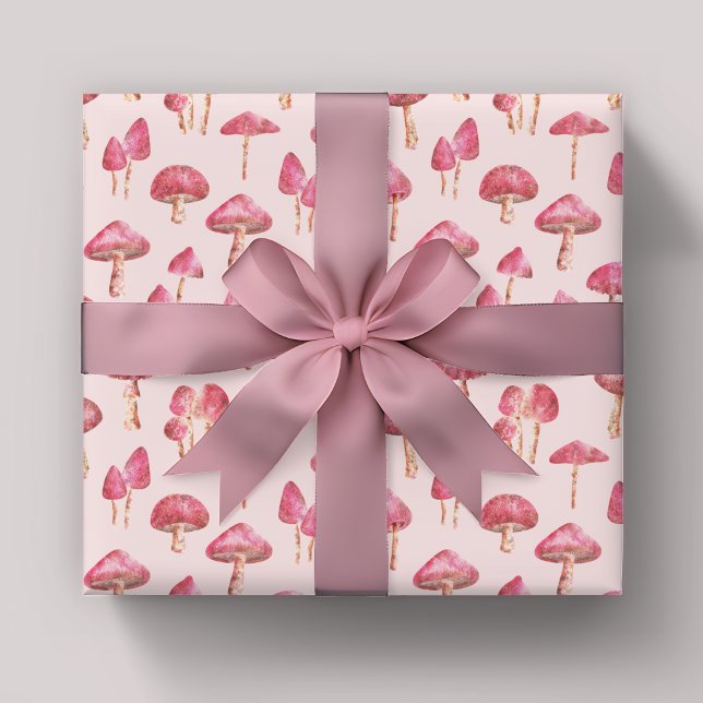 Pink Mushroom-Muster Geschenkpapier (Pink mushroom wrapping paper)