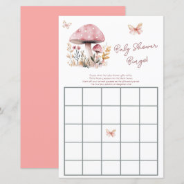 Pink Mushroom Woodland Babydusche Bingo