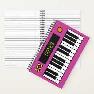 Pink Music Keyboard Spiral Notebook Notizbuch