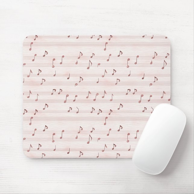Pink Music Notes Sheet Mousepad (Mit Mouse)