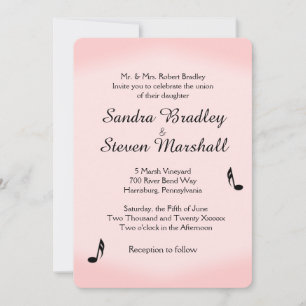 Pink Music Theme Wedding Einladung
