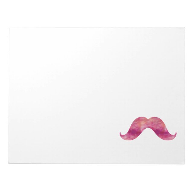 Pink Mustache Gefärbte Krawatte Wasserfarben Musta Notizblock (Vorderseite)