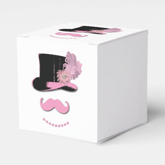 Pink Mustache Top Hat Geschenkschachtel (Vorderseite)