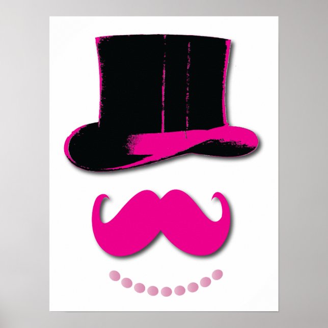 Pink Mustache, Tophut und Perlposter Poster (Vorne)