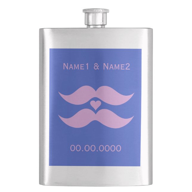 Pink Mustaches Custom Premium Flask Flachmann (Vorderseite)