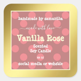 Pink-Muster Gold-Rahmen-Produktverpackungsmarken Quadratischer Aufkleber