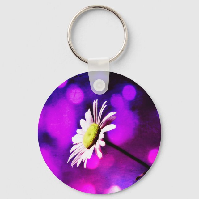 Pink N Amethyst Daisy Schlüsselanhänger (Vorderseite)