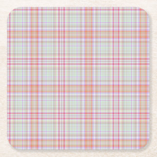 Pink 'n Green Geometric Kariert Rechteckiger Pappuntersetzer