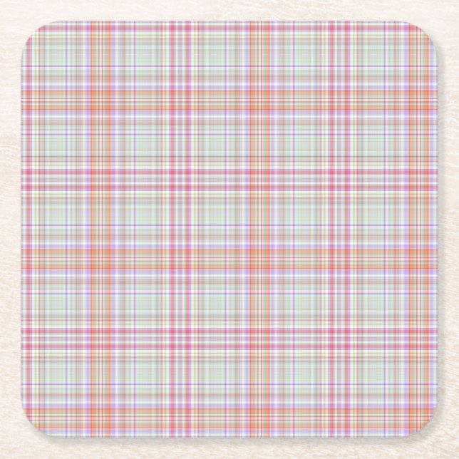 Pink 'n Green Geometric Kariert Rechteckiger Pappuntersetzer (Vorderseite)