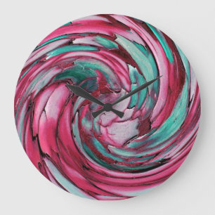 PINK N TEAL Dolphin vs Eagle Abstract Wall Clock Große Wanduhr