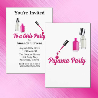 Pink Nail Polnisch Pajama Party Einladung