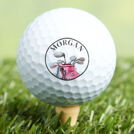 Pink Name Monogram Golfball
