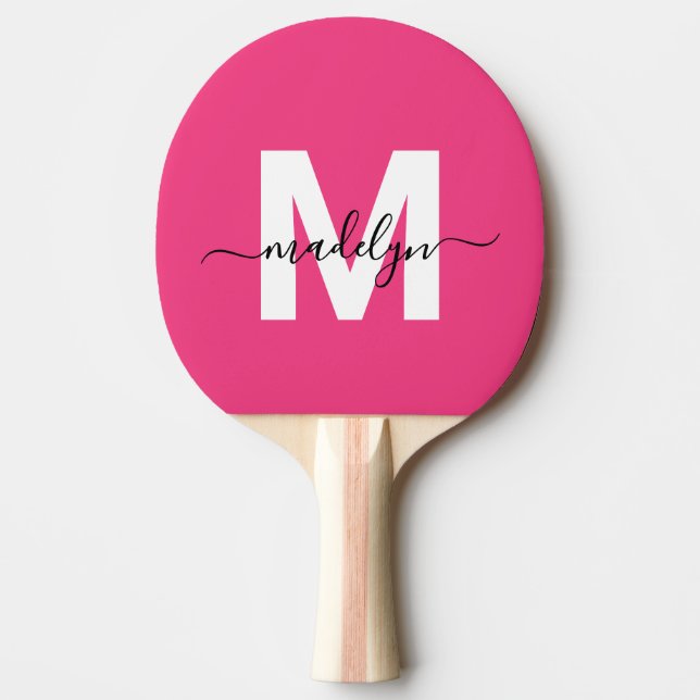Pink Name Monogram Tischtennis Schläger (Vorderseite)