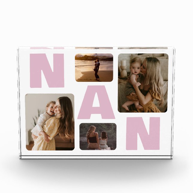 Pink Nan Oma's Familienfoto Collage Fotoblock (Vorderseite)