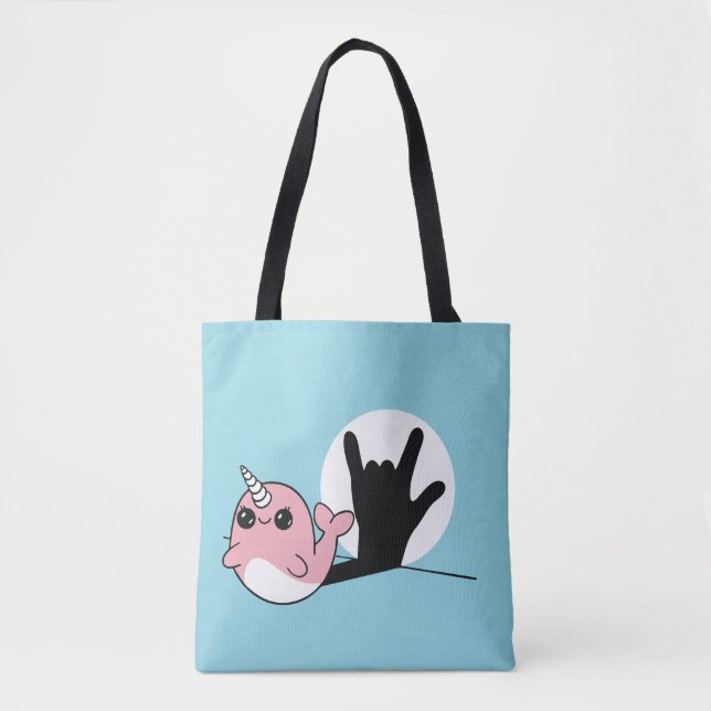 Pink Narwhal ASL I Liebe You - Deaf Culture Design (Vorderseite)