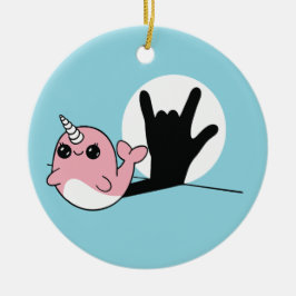 Pink Narwhal ASL I Liebe You - Deaf Culture Design Keramik Ornament