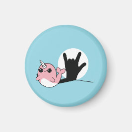 Pink Narwhal ASL I Liebe You - Deaf Culture Design Magnet