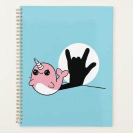 Pink Narwhal ASL I Liebe You - Deaf Culture Design Planer