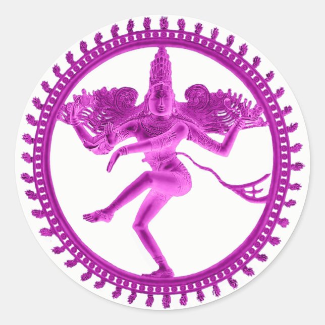 Pink Nataraja Runder Aufkleber (Vorderseite)
