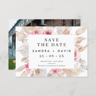 Pink Natural Tones Pampas Save the Date Karte