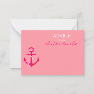 Pink Nautical Advice for the Bridge to Be Cards Hinweiskarte