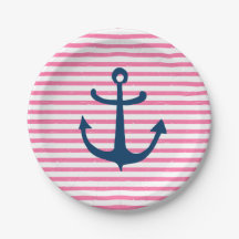 Pink-nautical-Ankerpapierplatte