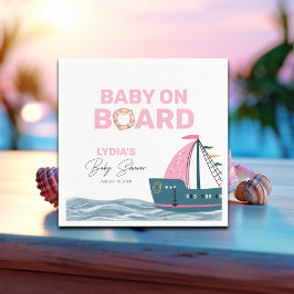 Pink Nautical Baby an Bord Baby Dusche Serviette