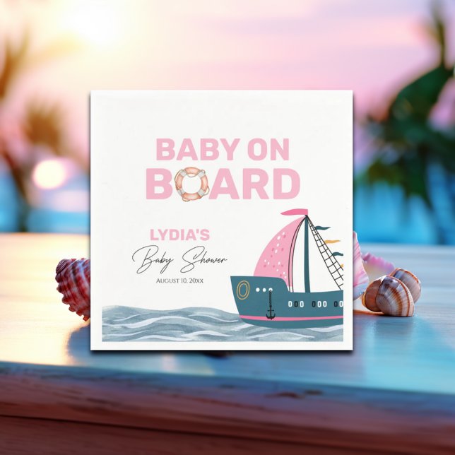 Pink Nautical Baby an Bord Baby Dusche Serviette (Von Creator hochgeladen)