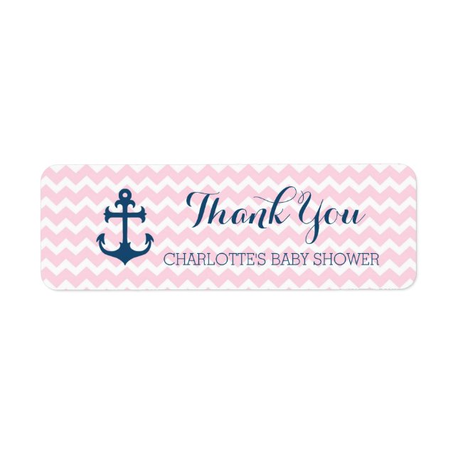 Pink Nautical Baby Dusche Gefallen Labels (Vorne)