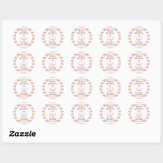 Pink Nautical Baby Event Stickers - Babydusche