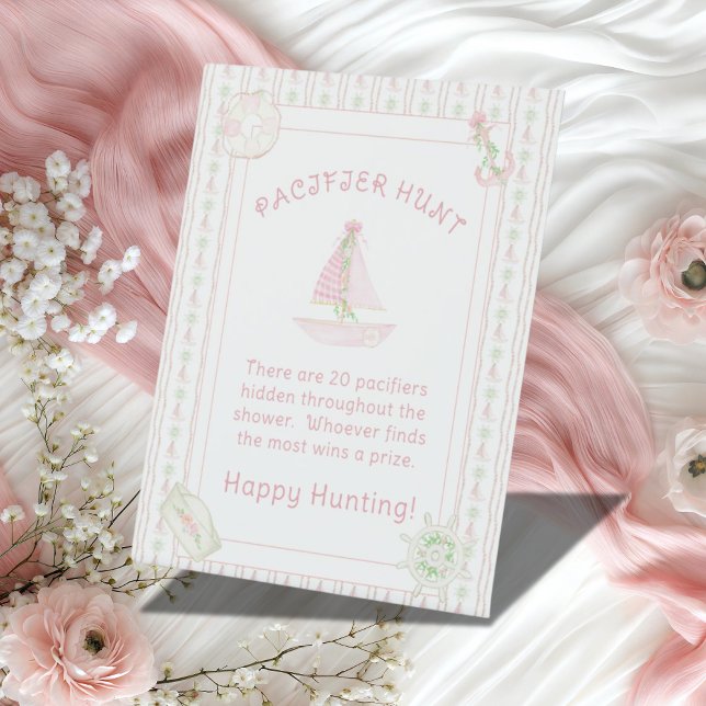 Pink Nautical Baby Girl Schnuller Hunt Kinderdusch Sockelschild (Von Creator hochgeladen)