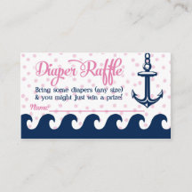 Pink Nautical Diaper Raffle Cards Girl Baby Dusche