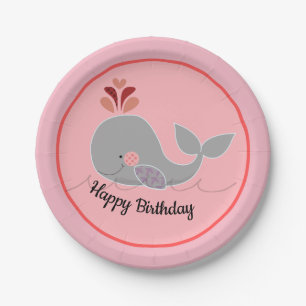 Pink Nautical Ocean Whale Geburtstagsparty Plate Pappteller