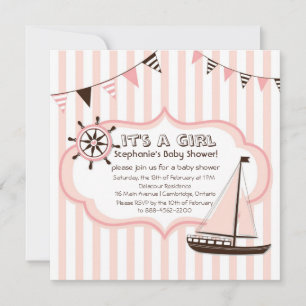 Pink Nautical Party Banner Kinderdusche Einladung