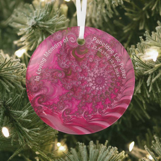 Pink Nautilus Fraktal Memorial Suncatcher Ornament Aus Glas (InSitu)
